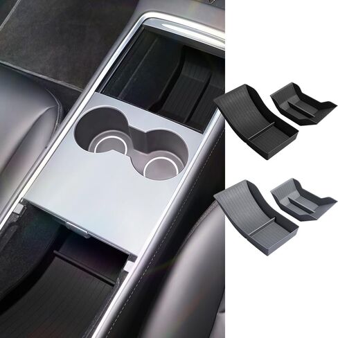 CAR Center Console TPE Lower Storage Box Central Control Recrest Recrest Pady for Tesla Model Y 3 2020 2021 2022 2023 (Gray) in Saudi Arabia
