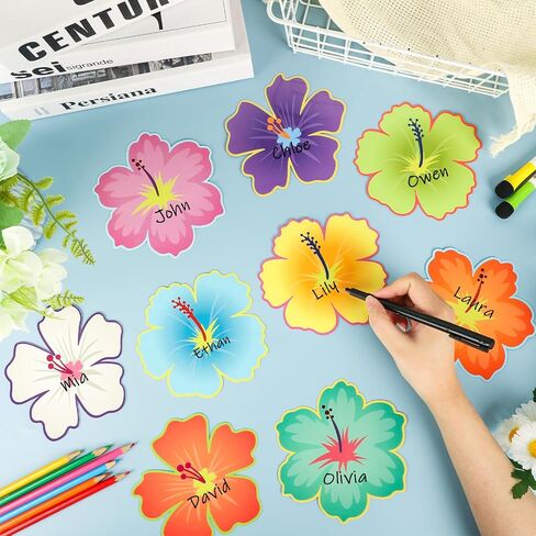 45 Pcs Luau Hibiscus Flower Cutouts Back to School Bulletin Board Decorations Set Tropical Classroom Decoration for Summer Hawaiian Themed Party in Kuwait