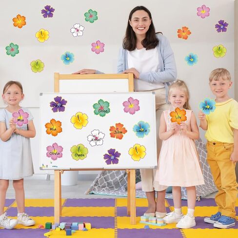 45 Pcs Luau Hibiscus Flower Cutouts Back to School Bulletin Board Decorations Set Tropical Classroom Decoration for Summer Hawaiian Themed Party in Kuwait