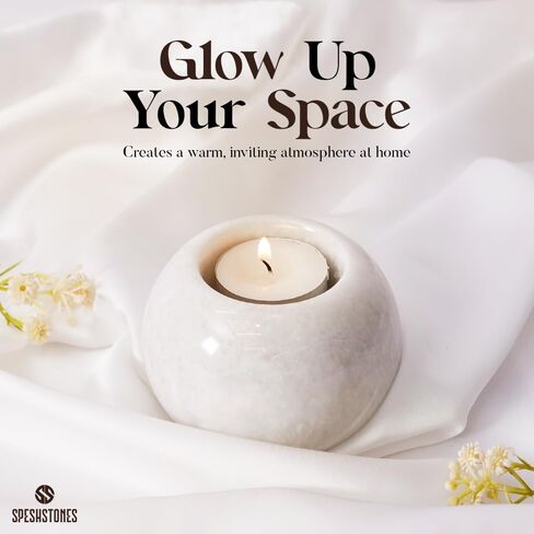 Marble Tealight Candle Holder 3 Inch Handmade White Stone Votive Holders for Birthday Party & Wedding Decorations - Ideal Small Tea Lights Candles Set of 2 for Dining Table Decor in Kuwait