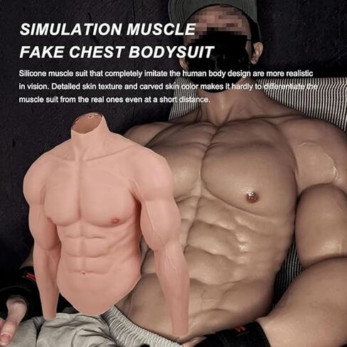 Silicone Muscle Suit Realistic Fake Muscle Costume Male Chest with Arms for Cosplay Halloween Props in Saudi Arabia