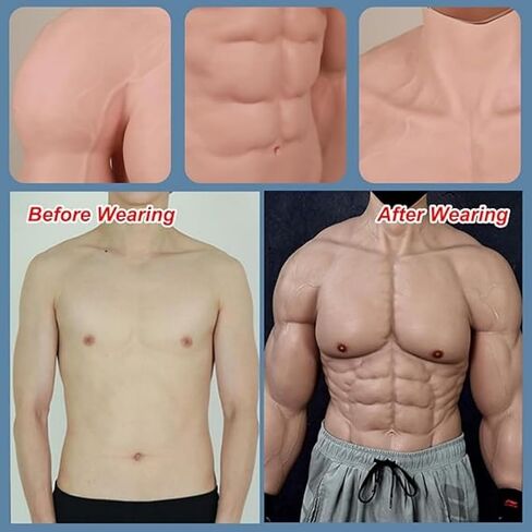 Silicone Muscle Suit Realistic Fake Muscle Costume Male Chest with Arms for Cosplay Halloween Props in Saudi Arabia