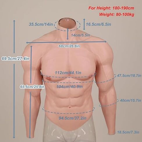 Silicone Muscle Suit Realistic Fake Muscle Costume Male Chest with Arms for Cosplay Halloween Props in Saudi Arabia