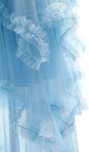 DAZCOS Tulle Skirt for Women High Low Ruffle Elastic Waist Midi Skirt Tutu Fairy Costume in Saudi Arabia