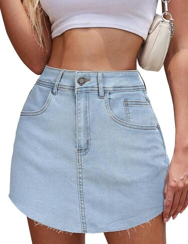 Denim Skort for Women High Waisted U Hem Y2K Jean Skort for Women Trendy Mini Skirt with Shorts and Pockets in Kuwait