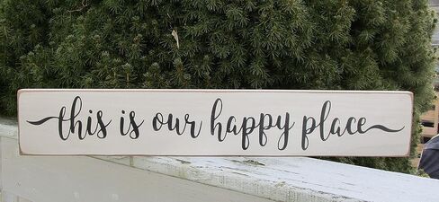 This is Our Happy Place Wood Sign ~ Farmhouse Wall Hanging/Country Plaque/Rustic Sign/Primitve Home Decor/Home Sign/Housewarming Gift Wooden Signs with Sayings 16x4 InchWood Signs in Saudi Arabia