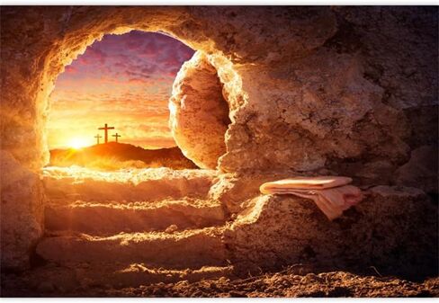 Easter Empty Tomb Backdrop Cross Holy Light Sunrise Resurrection of Jesus Backdrop for Christian Religious Belief Backgrounds Easter Church Events Photo Studio Supplies Vinyl 10x8ft in Kuwait