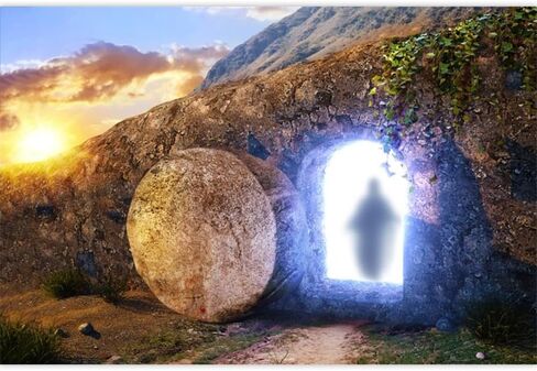 Easter Empty Tomb Backdrop Cross Holy Light Sunrise Resurrection of Jesus Backdrop for Christian Religious Belief Backgrounds Easter Church Events Photo Studio Supplies Vinyl 10x8ft in Kuwait