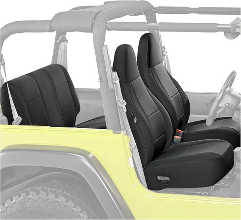 أغطية مقعد Hecasa متوافقة مع 1997-2002 Jeep Wrangler TJ السوداء الأمامية والخلفية طويلة الأمد in Saudi Arabia
