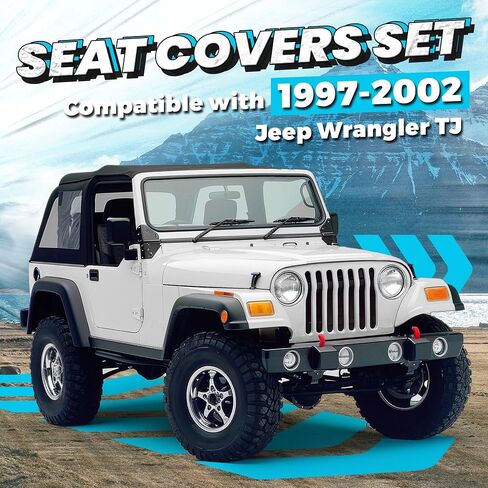 أغطية مقعد Hecasa متوافقة مع 1997-2002 Jeep Wrangler TJ السوداء الأمامية والخلفية طويلة الأمد in Saudi Arabia