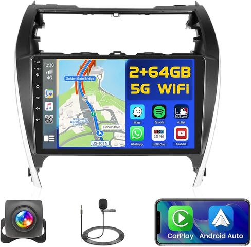 2+64 جيجابايت لـ Toyota Camry 2012-2014 Android 13 Car Stereo Wireless Carplay Android Auto ، 10.1 " in Kuwait