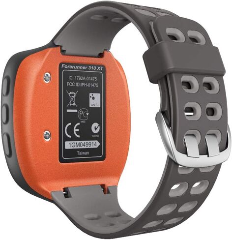 ANCOOL Compatible with Garmin Forerunner 310XT Watch Band, Soft Silicone Watch Strap Replacement for Forerunner 310XT Smartwatch, Grey-Orange in Kuwait