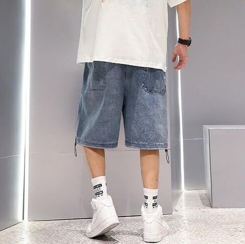 رجال شورتات فضفاضة y2k الدنيم jorts المجرد تمزق جان شورت الصيف فضفاضة fit hip hop wide jorts streetwear in Kuwait