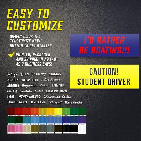 Custom Bumper Sticker Magnet - Personalized Bumper Magnet - Customizable Bumper Magnet - Create Your Own - 10'' x 3'' - Choose Font and Color - Made in USA Multi Color BUMPERMAGNET0000001 in Saudi Arabia