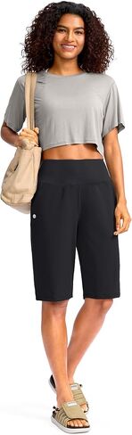 G Gradual Women's 12" Bermuda Long Shorts with Pockets High Waisted Stretch Knee Length Shorts for Women Summer Walking in Kuwait