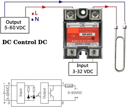SSR-25DD SSR-40DD SSR 10A 60A 80A 100A طور مرحلة واحدة وحدة ترحيل الحالة الصلبة DC 3-32V إدخال DC 5-60V الإخراج (أبيض بدون حالة ، SSR-40DD) in Saudi Arabia