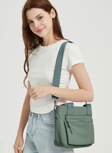 Small Nylon Tote Bag for Women Lightweight Crossbody Tote Handbag with Long Strap for Daily, Work, College & Travel in Kuwait