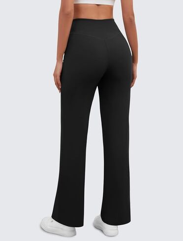Womens Wide Leg Yoga Pants Crossover Work Dress Pants Lounge Sweatpants Casual Trousers with Pockets in Saudi Arabia