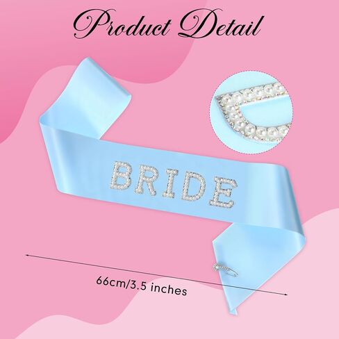 2 PCS Bride Sash and Bridal White Veil for Wedding ، Mrs Bride Pearl Sash ، حجاب دش الزفاف ، شيء أزرق ، إكسسوارات حفلات العازبة ، هدية وصيفات الشرف للنساء in Saudi Arabia