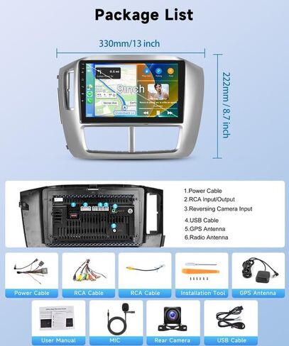 8Core 2+64G Car Stereo for Honda Pilot 2006 2007 2008 Wireless Carplay Android Auto,9 inch 1280 * 720P IPS Touch Screen Radio, Android/GPS/WiFi/32band DSP Audio/Bluetooth/SWC/Backup Camera in Kuwait