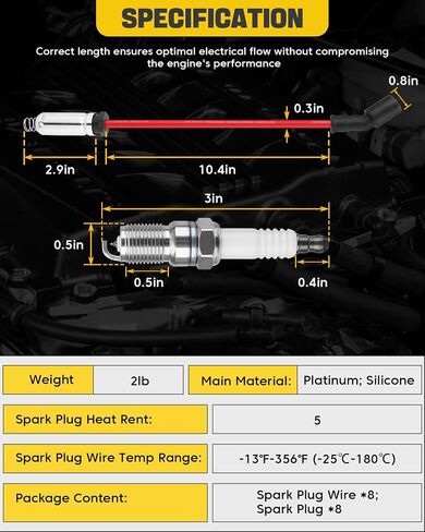 41-962 Spark Plugs & 9748HH Spark Plug Wires Compatible with Chevy Avalanche Silverado 1500 Suburban Tahoe, GMC Sierra 1500 Yukon, Cadillac Escalade, Hummer H2 5.3L 6.0L V8, Replace# 88862122 19299585 in Saudi Arabia