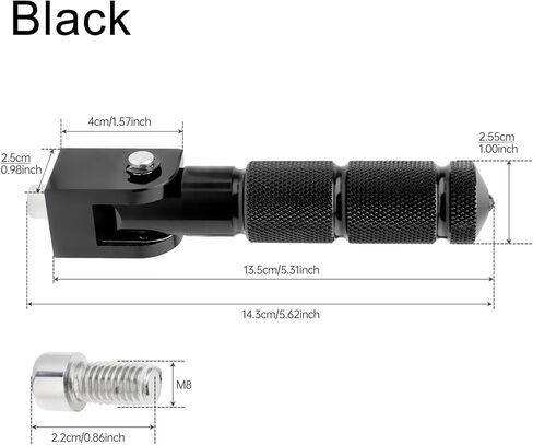 8mm M8 Passenger Foot Supports Pedals, 90 Degree Foldable Anti-Skid Foot Peg for Motorcycle Scooters Bicycle Electric Bike (Black) in Kuwait