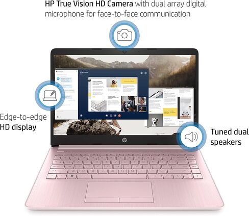 كمبيوتر محمول HP، أحدث كمبيوتر محمول خفيف للغاية مقاس 14 بوصة للطلاب والأعمال، Intel Celeron N4120، ذاكرة الوصول العشوائي 16 جيجابايت، تخزين 192 جيجابايت (64 جيجابايت eMMC + 128 جيجابايت Micro SD)، واي فاي، بلوتوث، HDMI، كاميرا ويب، USB-A&C، Win11 S-White in Saudi Arabia