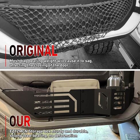 Metal Front Door Pocket Storage Box Fit for Jeep Wrangler JL JLU 4XE 2018-2025 & Gladiator JT 2020-2025, Door Side Insert Organizer Car Storage Organizer Expansion Accessories, 2PCS in Saudi Arabia