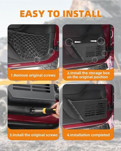 Jeep Wrangler Door Storage Panoyu Metal Front Door Storage Box Fits for Jeep Wrangler JK JKU 2007-2018 2/4 Door ، منظم جيوب الأبواب لجيب ، سيارات الدفع الرباعي على جانب الباب الإضافي in Kuwait