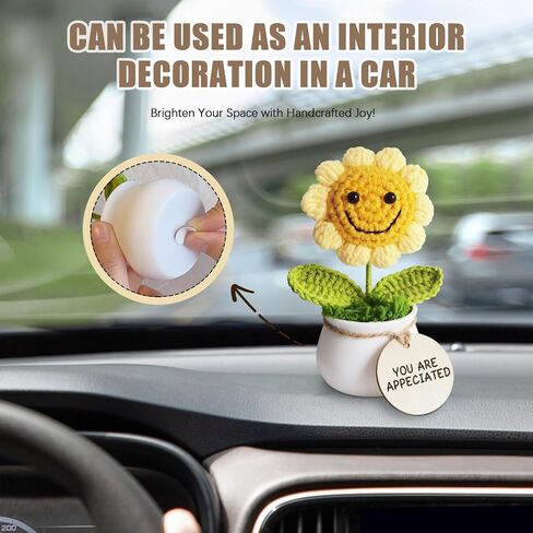 Handmade Positive Sunflower Doll Crochet with Premium Gift Box and Wooden Tag - You are Amazing. Unique Hand-Crafted Gift, Home and Office Desk Decor in Saudi Arabia