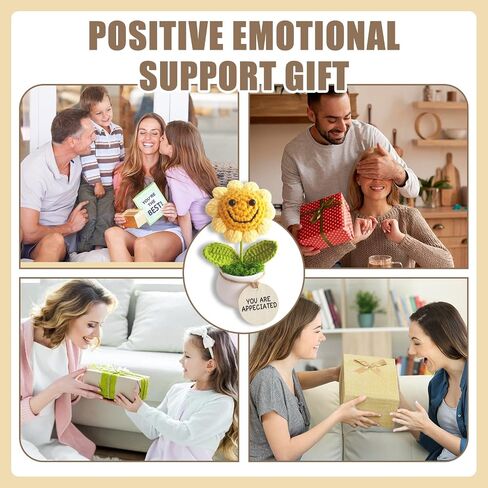 Handmade Positive Sunflower Doll Crochet with Premium Gift Box and Wooden Tag - You are Amazing. Unique Hand-Crafted Gift, Home and Office Desk Decor in Saudi Arabia