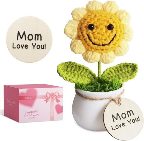 Handmade Positive Sunflower Doll Crochet with Premium Gift Box and Wooden Tag - You are Amazing. Unique Hand-Crafted Gift, Home and Office Desk Decor in Kuwait