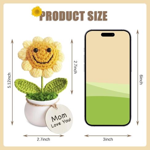 Handmade Positive Sunflower Doll Crochet with Premium Gift Box and Wooden Tag - You are Amazing. Unique Hand-Crafted Gift, Home and Office Desk Decor in Kuwait