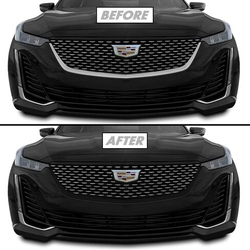 SlickMod Chrome Delete Blackout Vinyl Overlay for 2020-2023 Cadillac CT5 Foglight Trim (Gloss Black, 3. Foglight Trim) in Saudi Arabia