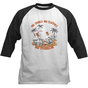 Cafepress لا أحذية لا توجد مشكلة في لعبة Baseball Baseball T Shirt Kids Cotton Baseball Jersey ، 3/4 قميص الأكمام راجلان in Saudi Arabia