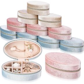 Kenning 12 Pcs Small Velvet Travel Jewelry Box Mini Jewelry Case Portable Organizer Pouch Bridesmaid Proposal Gift for Women (Oval) in Saudi Arabia