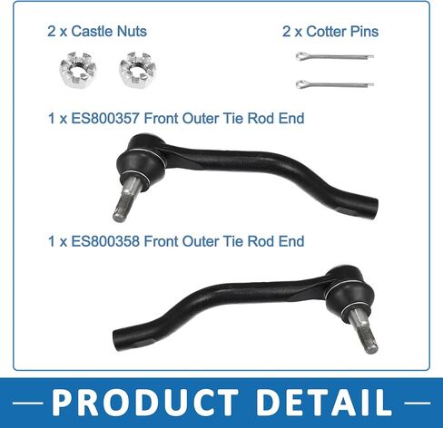 ارتباطات طرف قضيب التعادل الخارجية الأمامية ES800357 ES800358 تعليق قضيب التعادل في Nissan Altima 2007-2015 الأسود (مجموعة 2) in Kuwait