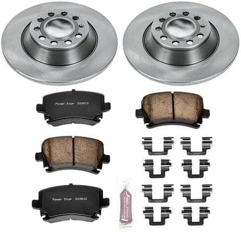 POWERSTOP KOE4625 Autospecialty Rear Replacement Brake Kit-OE Brake Rotors & Ceramic Brake Pads For Audi A6 2006-2011, Audi A6 Quattro 2005-2008 [Model Specific] in Saudi Arabia