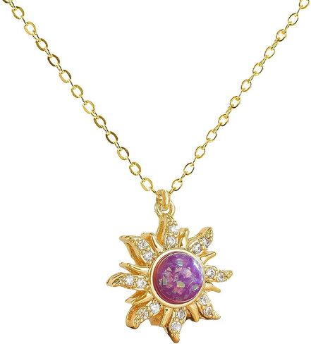 Rapunz Sun Necklace for Women Tangled Necklace Gold Sun Necklaces Opal Pendant Neckalces Healing Crystal Necklaces Christmas Trendy Jewelry in Saudi Arabia
