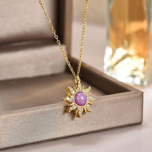 Rapunz Sun Necklace for Women Tangled Necklace Gold Sun Necklaces Opal Pendant Neckalces Healing Crystal Necklaces Christmas Trendy Jewelry in Saudi Arabia