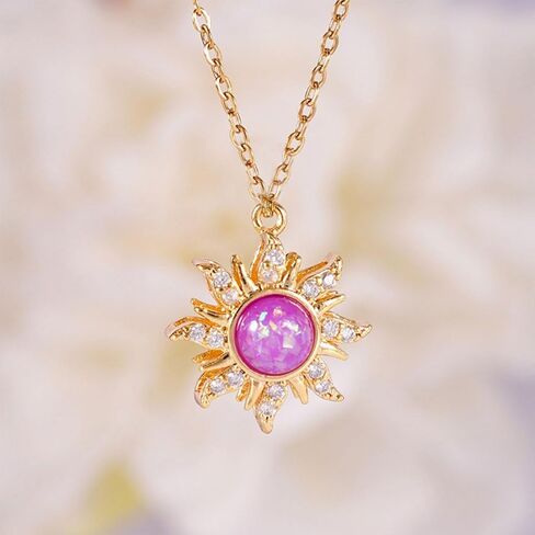 Rapunz Sun Necklace for Women Tangled Necklace Gold Sun Necklaces Opal Pendant Neckalces Healing Crystal Necklaces Christmas Trendy Jewelry in Saudi Arabia