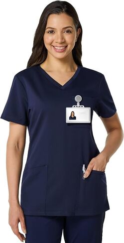 2 حزمة من النساء الدعكات قمم العمل لينة التمدد v-neck 3 جيوب in Saudi Arabia