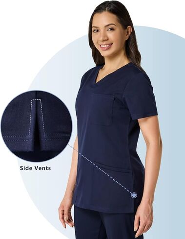 2 حزمة من النساء الدعكات قمم العمل لينة التمدد v-neck 3 جيوب in Saudi Arabia