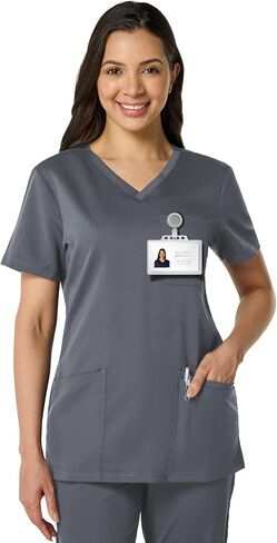 2 حزمة من النساء الدعكات قمم العمل لينة التمدد v-neck 3 جيوب in Saudi Arabia