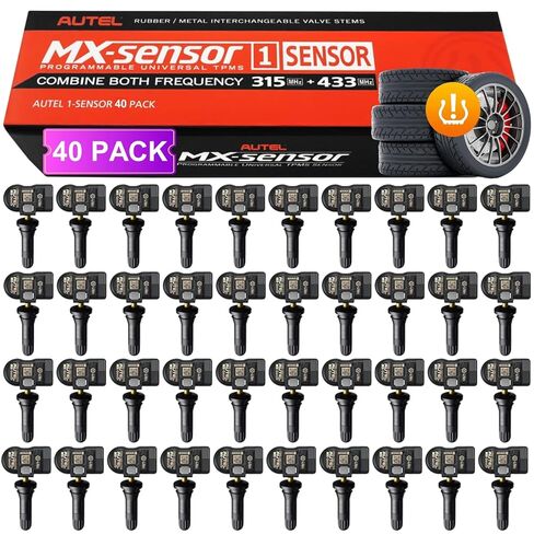 مستشعرات Autel TPMS 40PCS ، MX-SESSOR 2IN1 315MHz+433MHz استشعار ضغط الإطارات ، استشعار TPMS Universal على مستوى OE OE (الصمامات المطاطية) قابلة للبرمجة بواسطة أداة Autel TPMS المتوافقة مع TS408 TS508 TS601 (الصمامات المطاطية) in Saudi Arabia