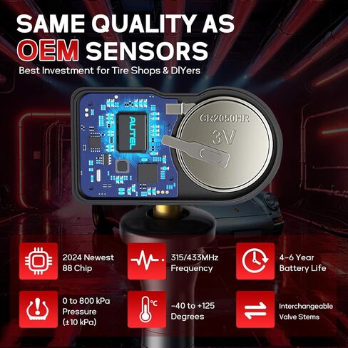 مستشعرات Autel TPMS 40PCS ، MX-SESSOR 2IN1 315MHz+433MHz استشعار ضغط الإطارات ، استشعار TPMS Universal على مستوى OE OE (الصمامات المطاطية) قابلة للبرمجة بواسطة أداة Autel TPMS المتوافقة مع TS408 TS508 TS601 (الصمامات المطاطية) in Saudi Arabia