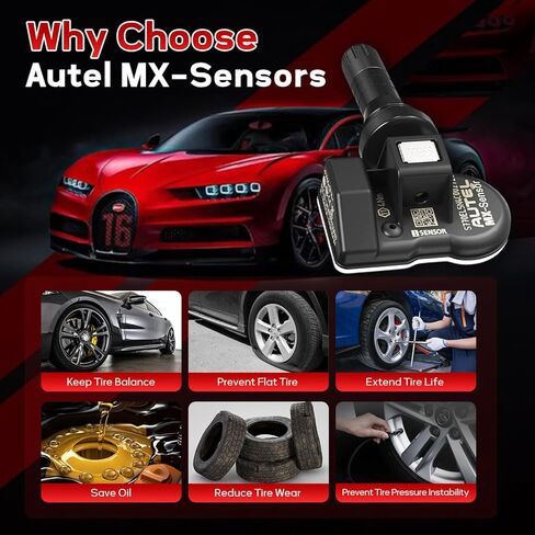 مستشعرات Autel TPMS 40PCS ، MX-SESSOR 2IN1 315MHz+433MHz استشعار ضغط الإطارات ، استشعار TPMS Universal على مستوى OE OE (الصمامات المطاطية) قابلة للبرمجة بواسطة أداة Autel TPMS المتوافقة مع TS408 TS508 TS601 (الصمامات المطاطية) in Saudi Arabia