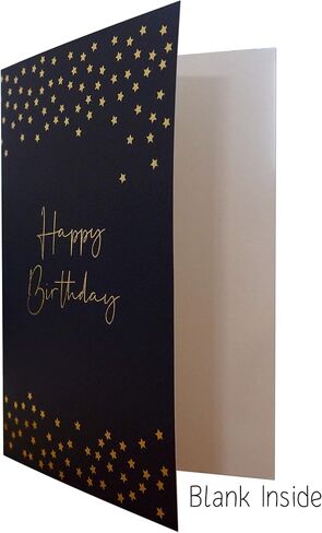 Birthday Card - Single Happy Bee Day Birthday Greeting Card For Bee Themed Party - Gold Foil Bees and Lettering on Yellow Textured Paper with Kraft Envelope - 5" x 7" - Blank Inside in Saudi Arabia