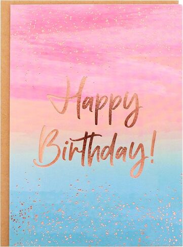 Birthday Card - Single Happy Bee Day Birthday Greeting Card For Bee Themed Party - Gold Foil Bees and Lettering on Yellow Textured Paper with Kraft Envelope - 5" x 7" - Blank Inside in Saudi Arabia