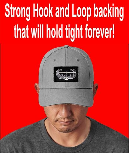 Redheheadtshirts 2x3 خطاف وحلق جوي للاعتداء الروح المعنوي - شارة الاعتداء الجوي للجيش لحقائب الظهر ، السترات ، سترات ، عتاد مول ، حاملات الصفائح ، القبعات ، القبعات in Saudi Arabia